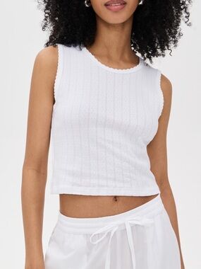 LESET pointelle sleeveless crew